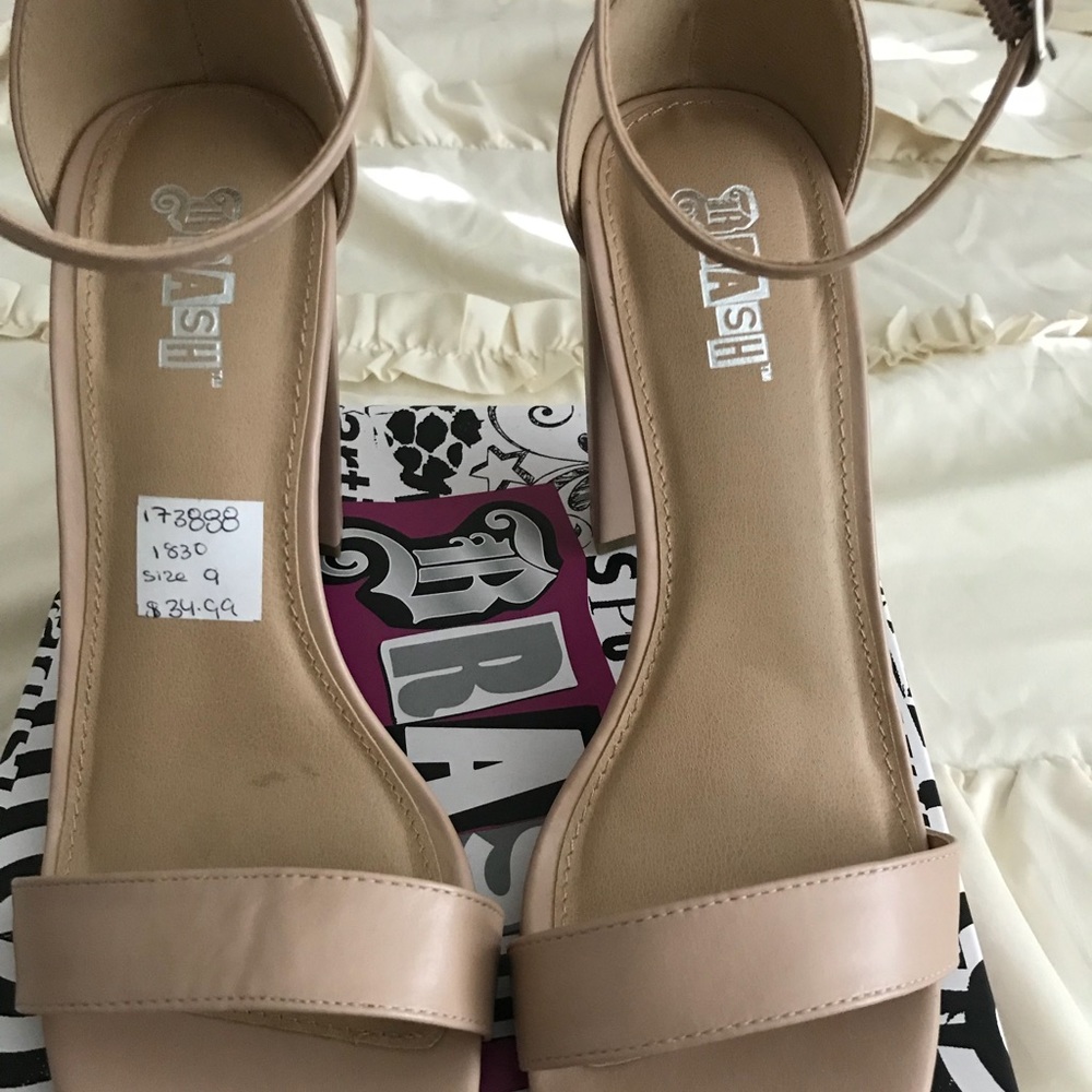 Nude open toe heels